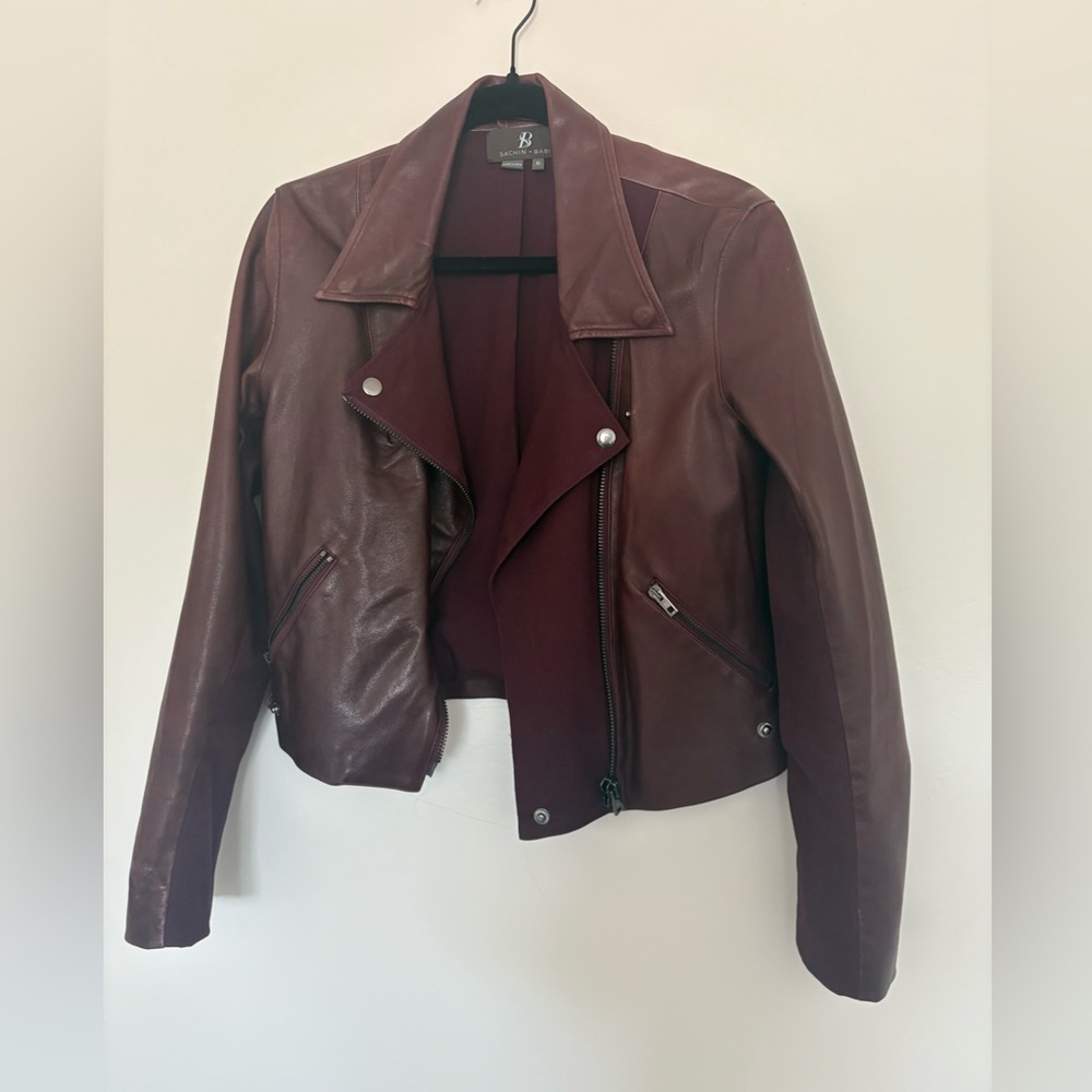 Sachin and Babi maroon red moto motorcycle leather jacket coat 6